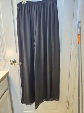 Black Sheer Layered Palazzo Pants Adrianna Papell Size 14